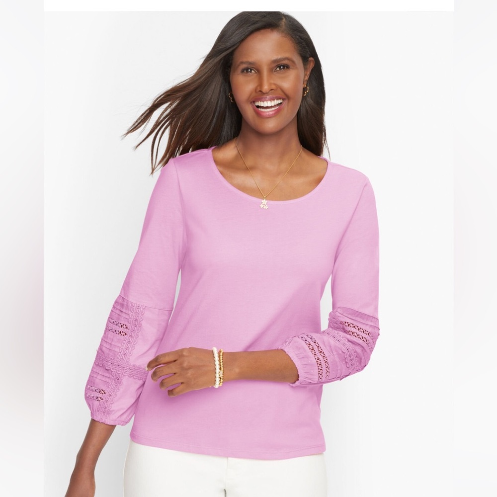 🌟HP🌟 NWT Talbots Lace Sleeve Top